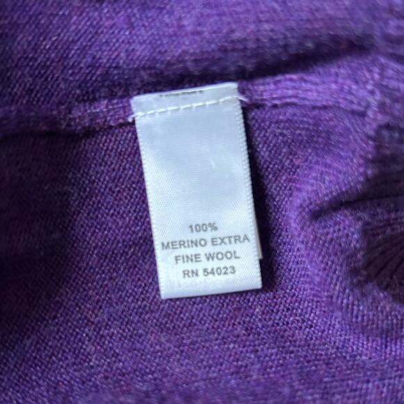 BANANA REPUBLIC 100% Merino Wool 1/4 Zip Pullover Sweater in Purple-Size L - Picture 6 of 6